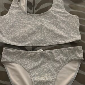 Melrose and Market Gray and White Bikini with Scoop Neckline